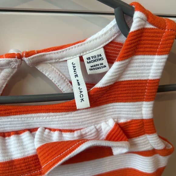 Janie and Jack Orange and White Striped Dress with bloomers - Picture 2 of 4